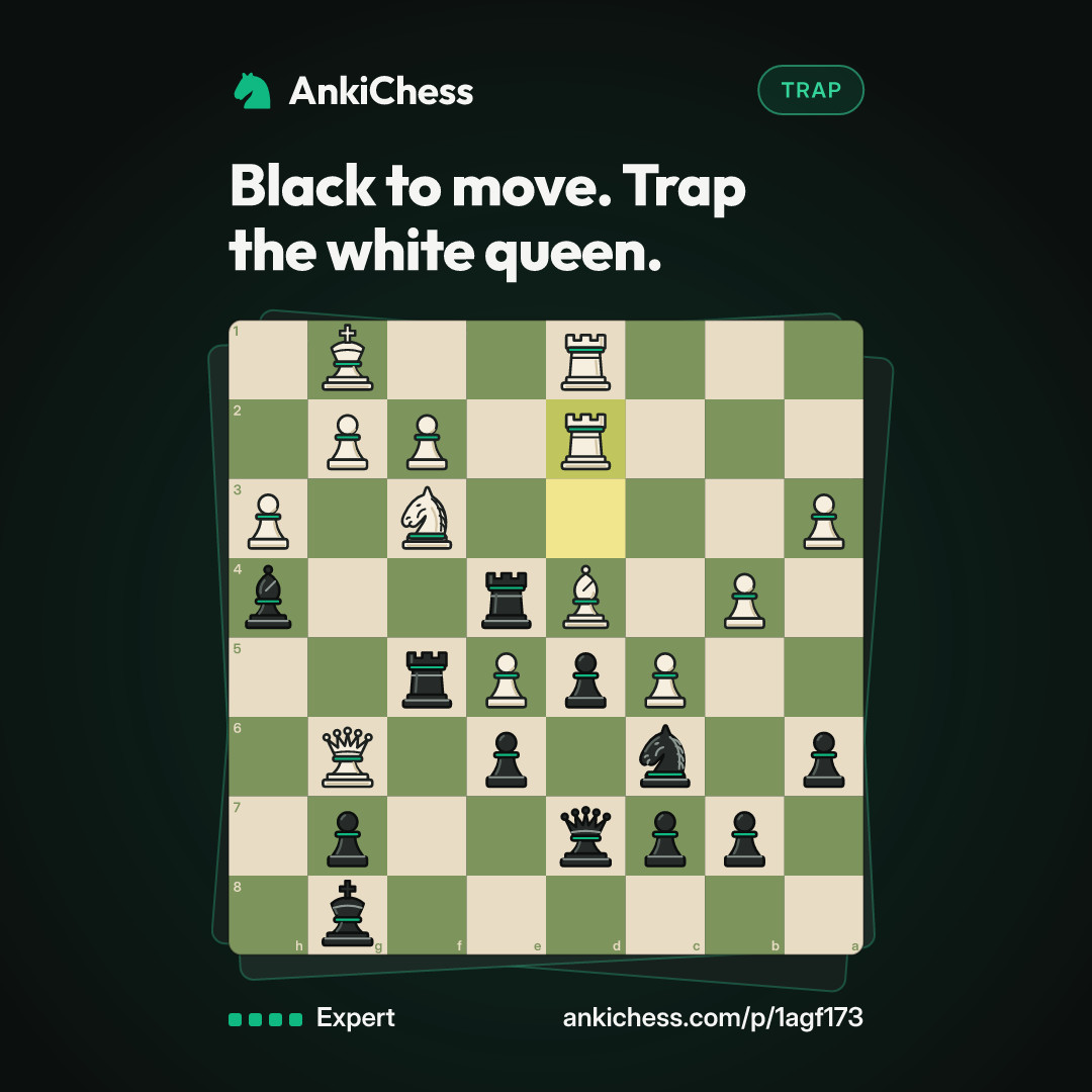 Black to move. Trap the white queen.