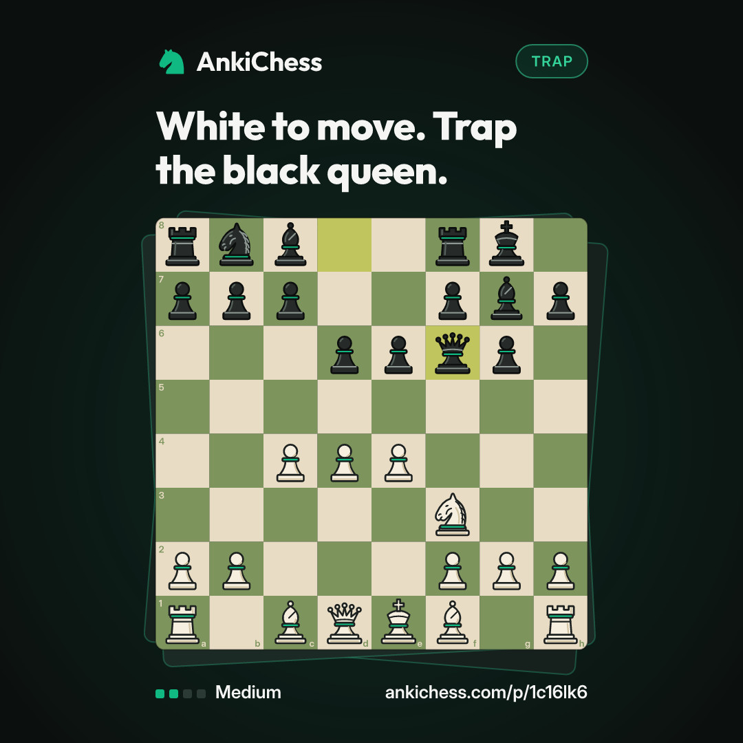 White to move. Trap the black queen.