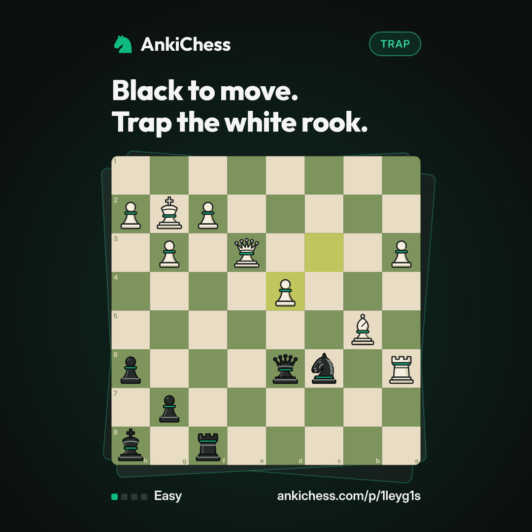 Black to move. Trap the white rook.