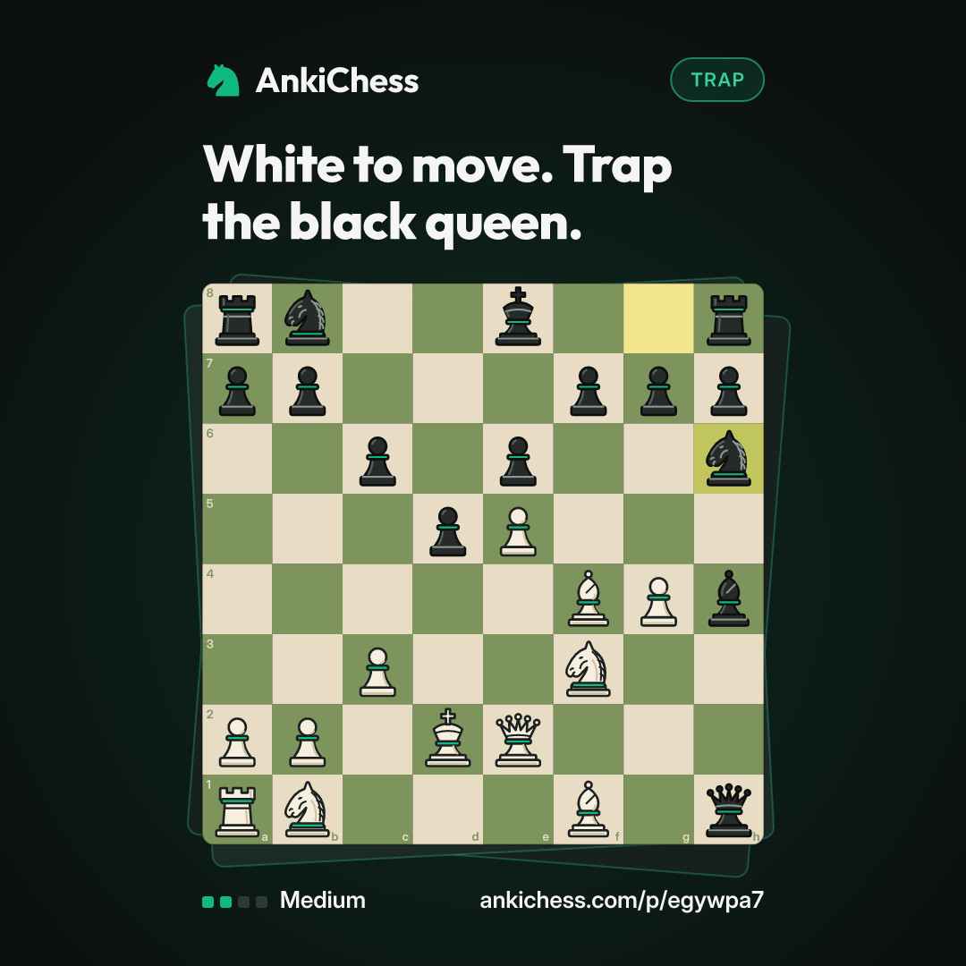 White to move. Trap the black queen.