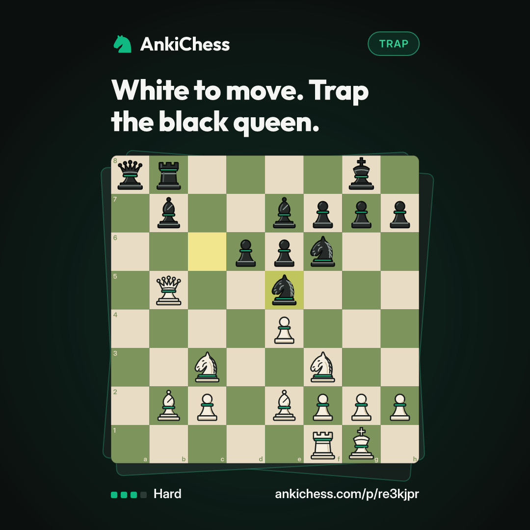 White to move. Trap the black queen.